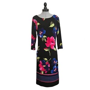 Half Sleeve Floral Stretchy Midi Dress